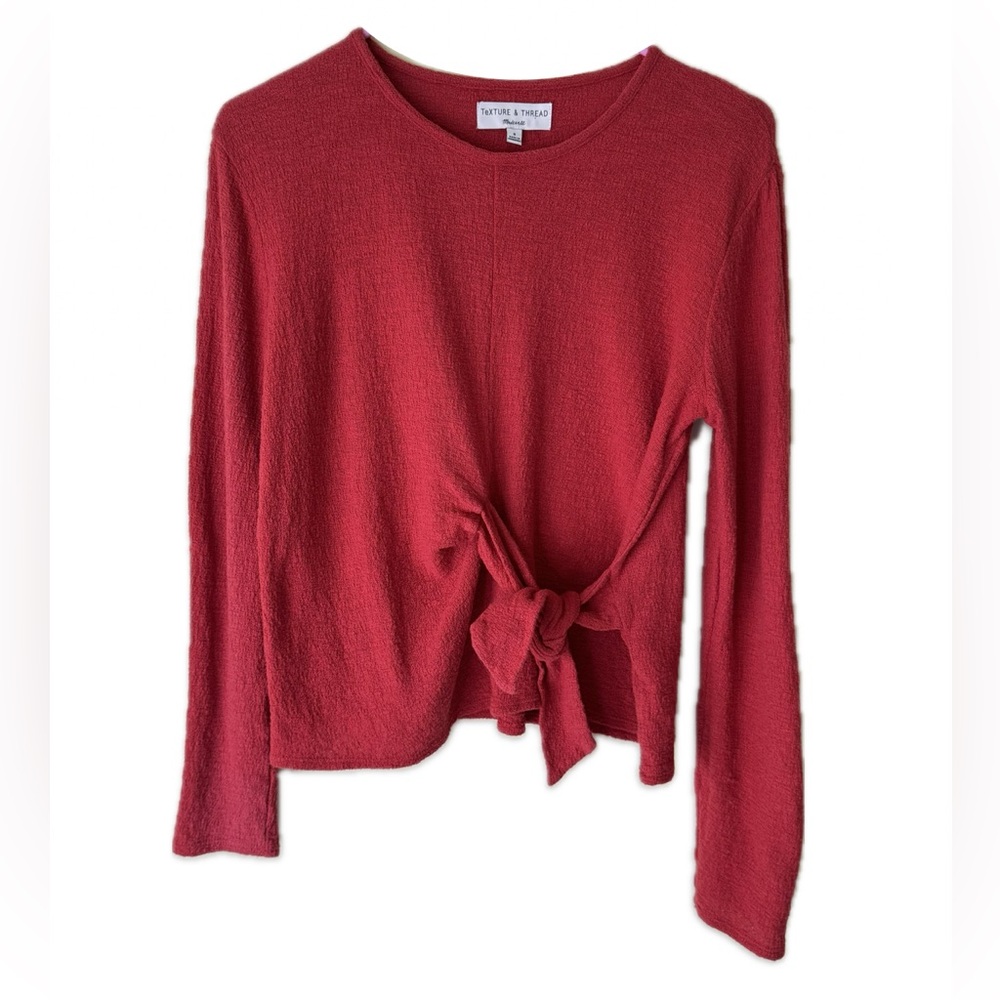 Madewell Texture And Thread Side Tie Top Cotton Red Womens Small Casual Modest